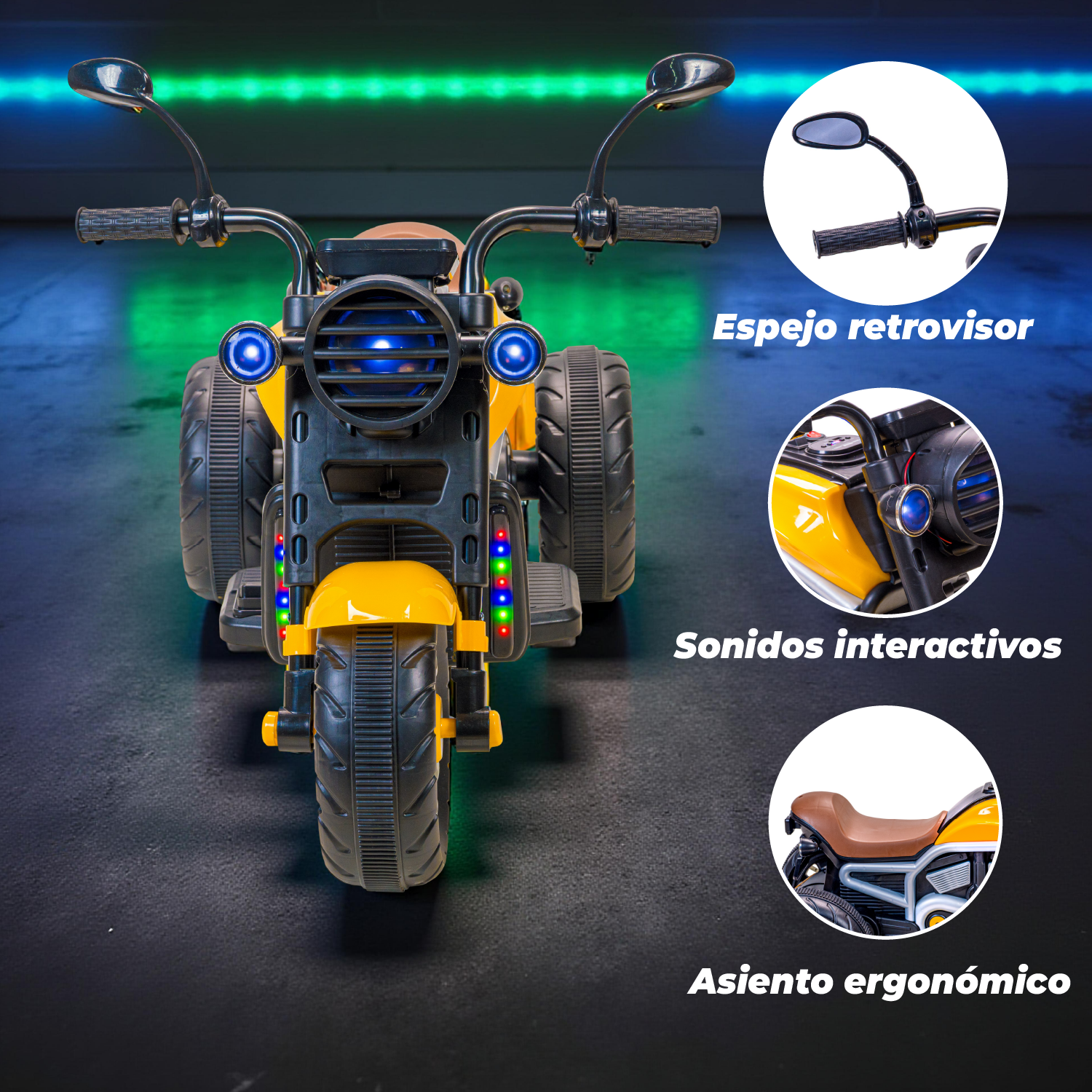Moto Eléctrica Para Niños Motocicleta Clásica Luz Y Sonidos-3