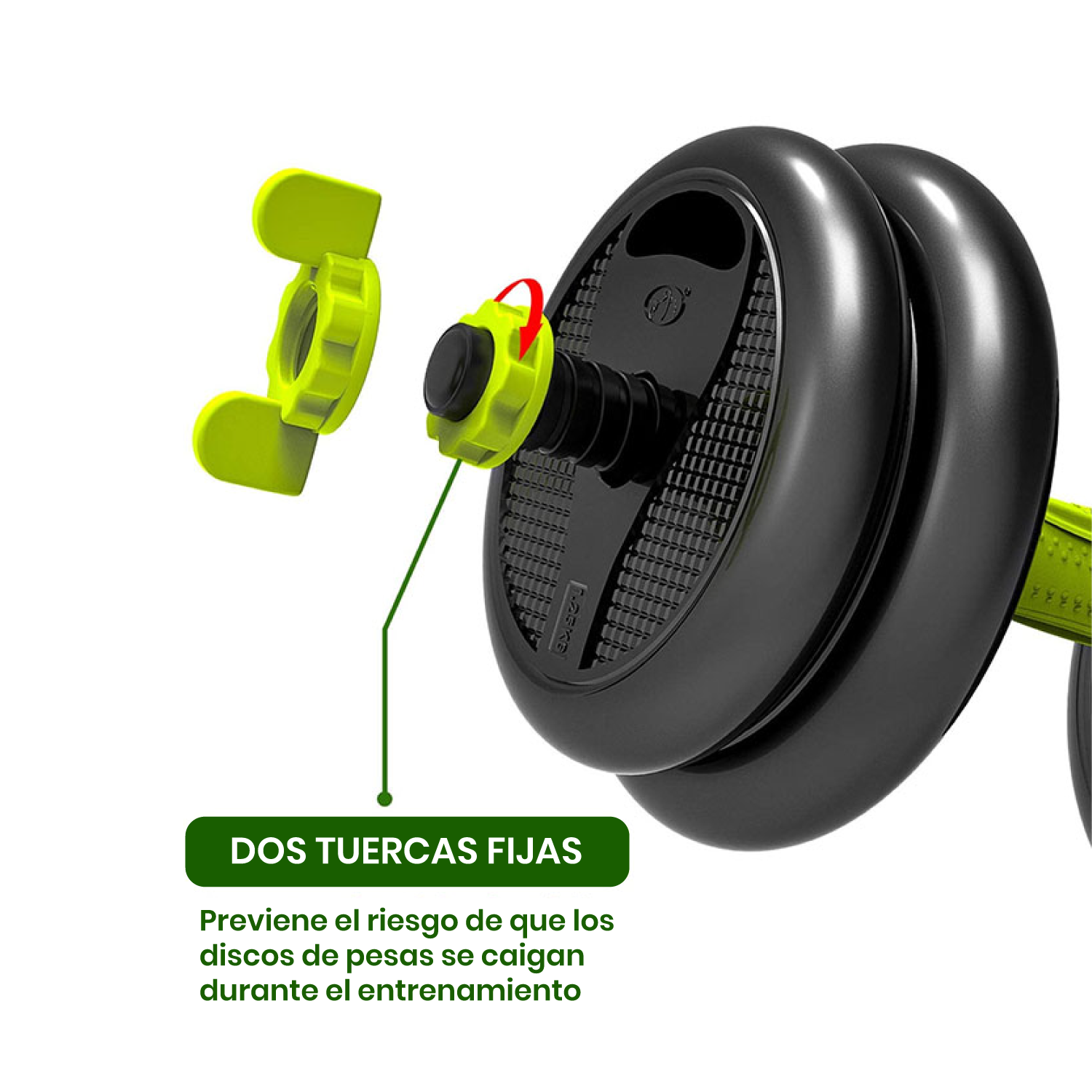 Juego De Mancuernas De 40 Kg Con Union Light Green-2