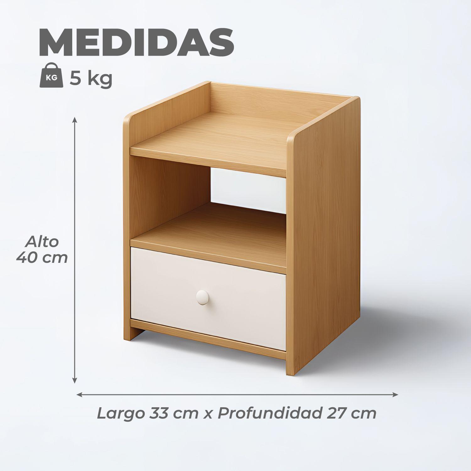 Velador Bicolor 2 Niveles 1 Cajon 40x33x27 Cm-2
