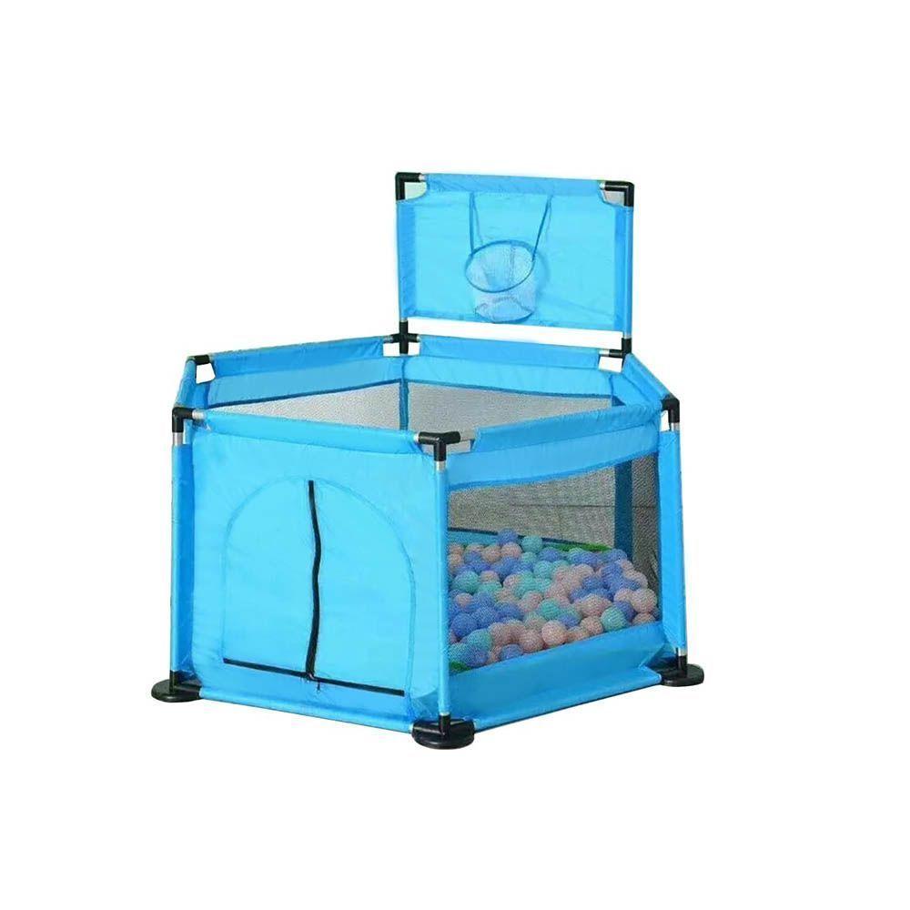 Corral Seguridad Bebe 50 pelotitas + Aro Basket Celeste-1