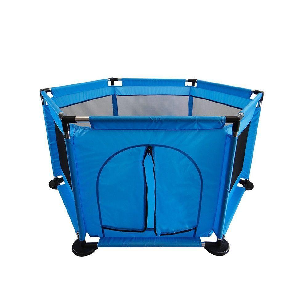 Corral Seguridad Bebe 50 pelotitas + Aro Basket Celeste-3