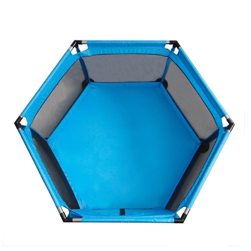 Corral Seguridad Bebe 50 pelotitas + Aro Basket Celeste-5