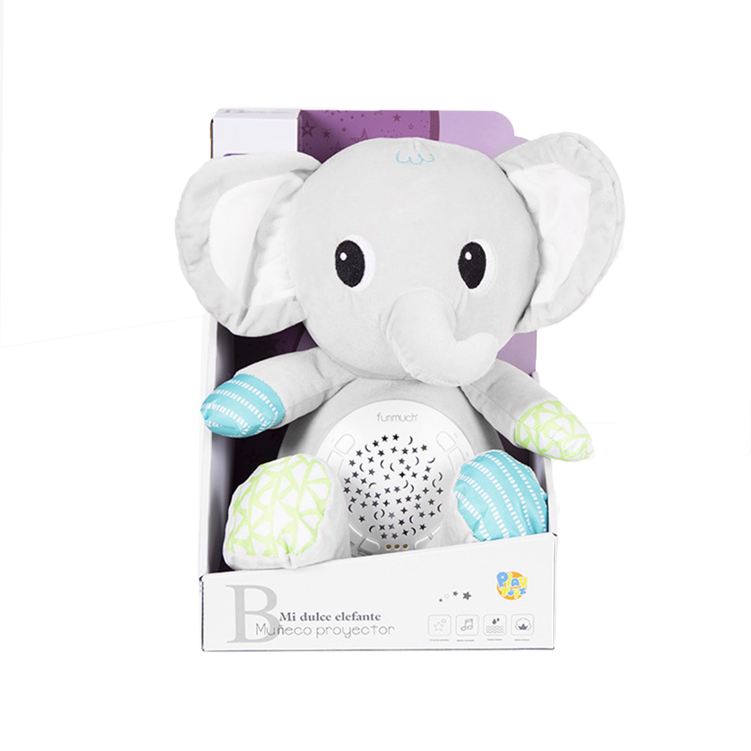 Elefante Espantacuco Peluche con Proyector de Musica y Luz-4