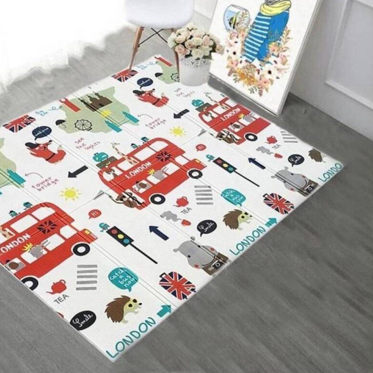 Alfombra Antigolpe Bebe Plegable Reversible Londres + Bolso -3