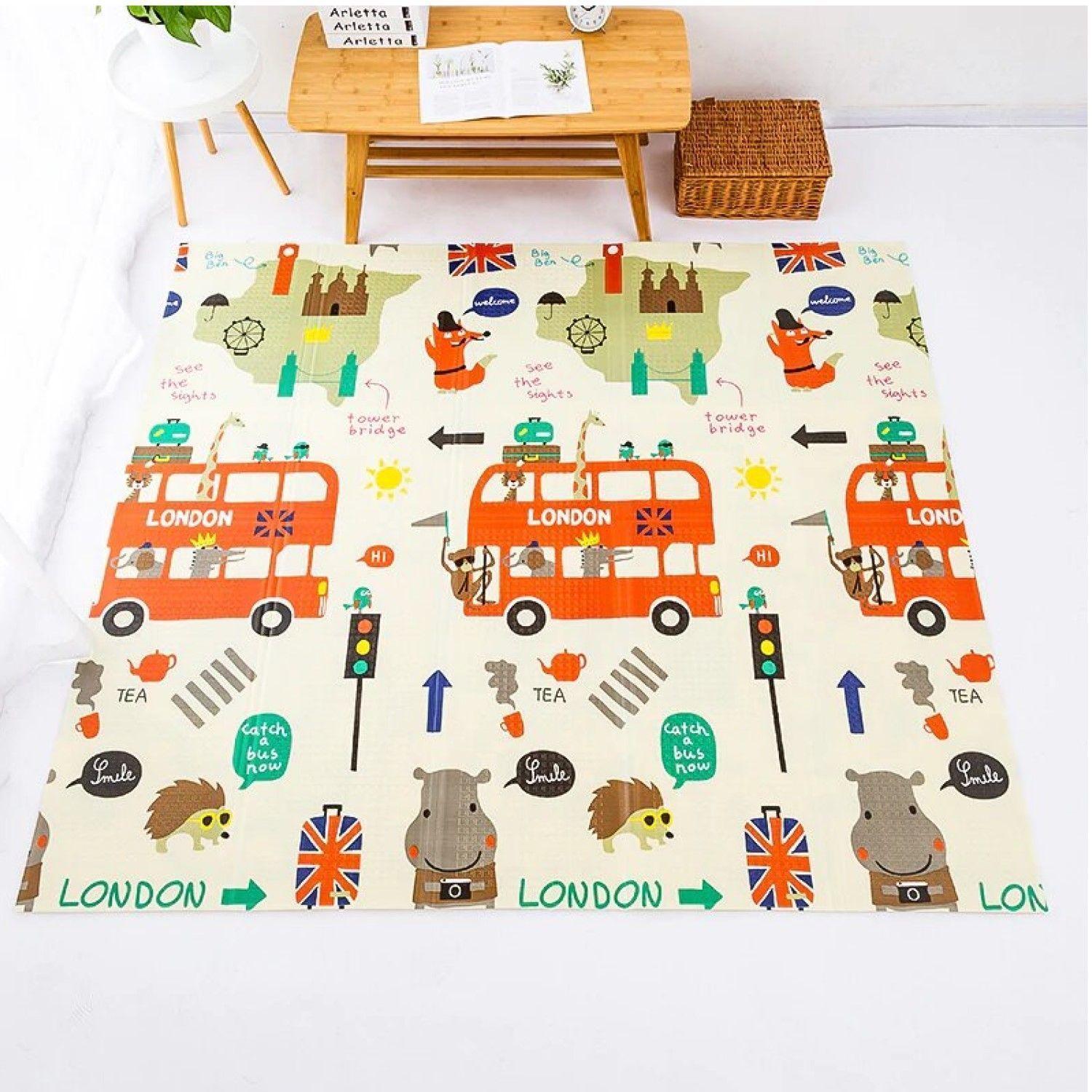 Alfombra Antigolpe Bebe Plegable Reversible Londres + Bolso -6