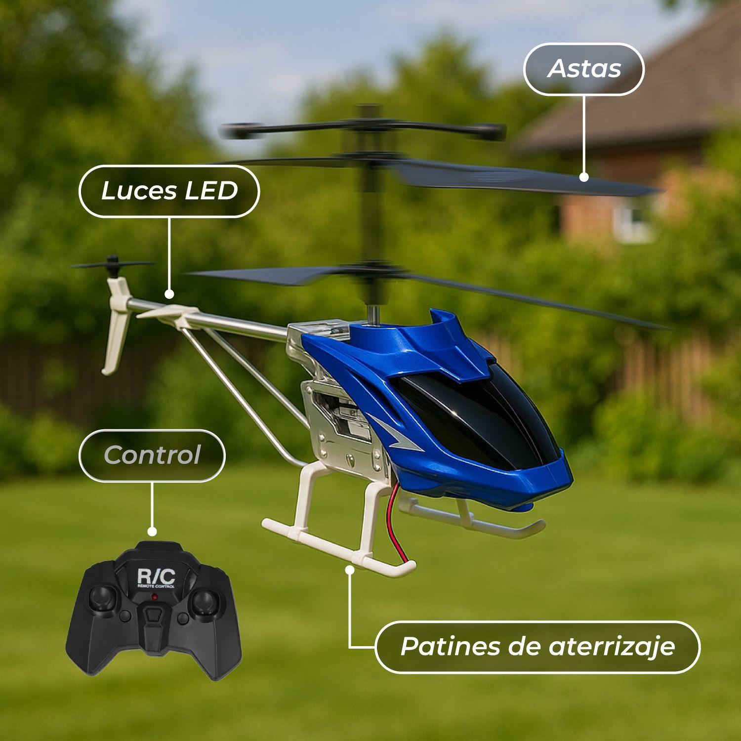 Helicóptero Avión Recargable Niños Control Remoto Azul-5