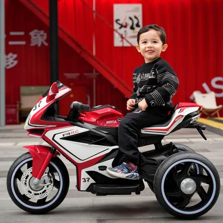 Moto Eléctrica Infantil con Música y Luz Color Rojo-7