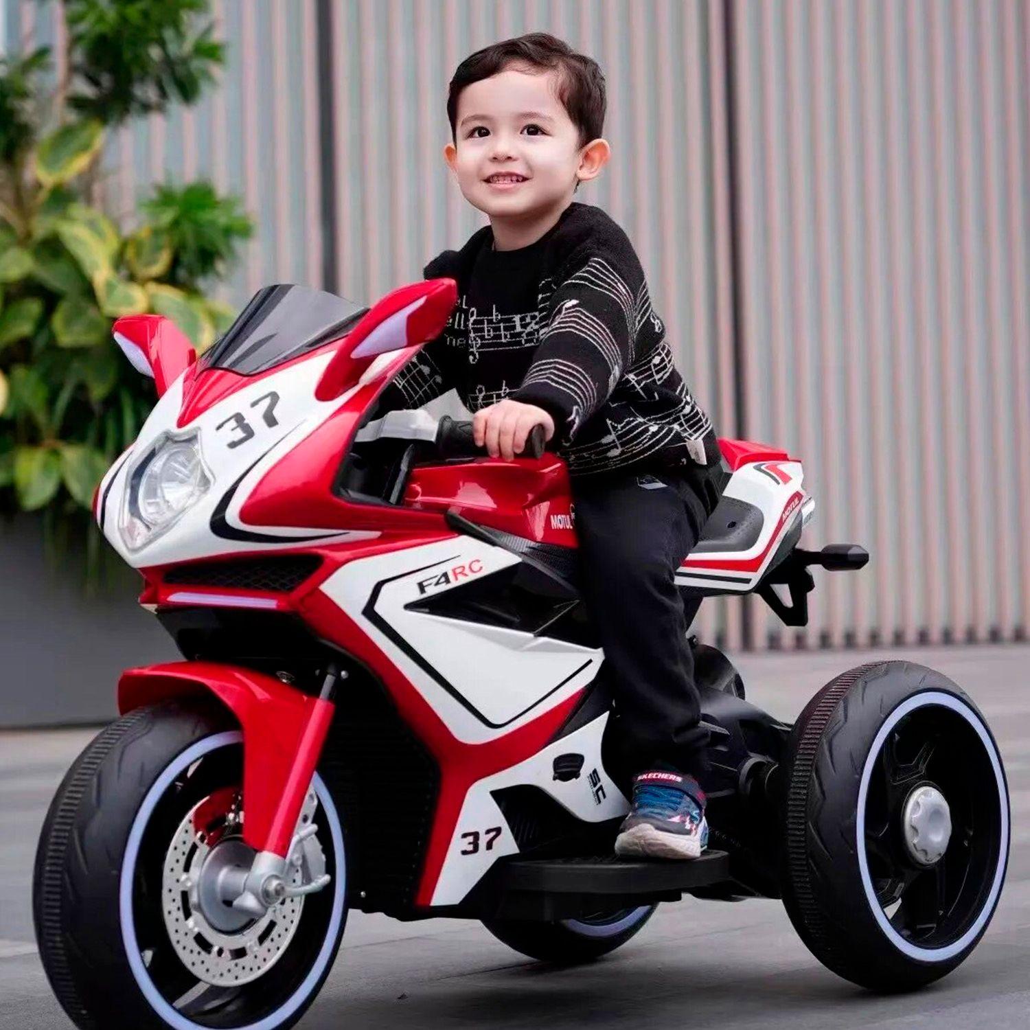 Moto Eléctrica Infantil con Música y Luz Color Rojo-8