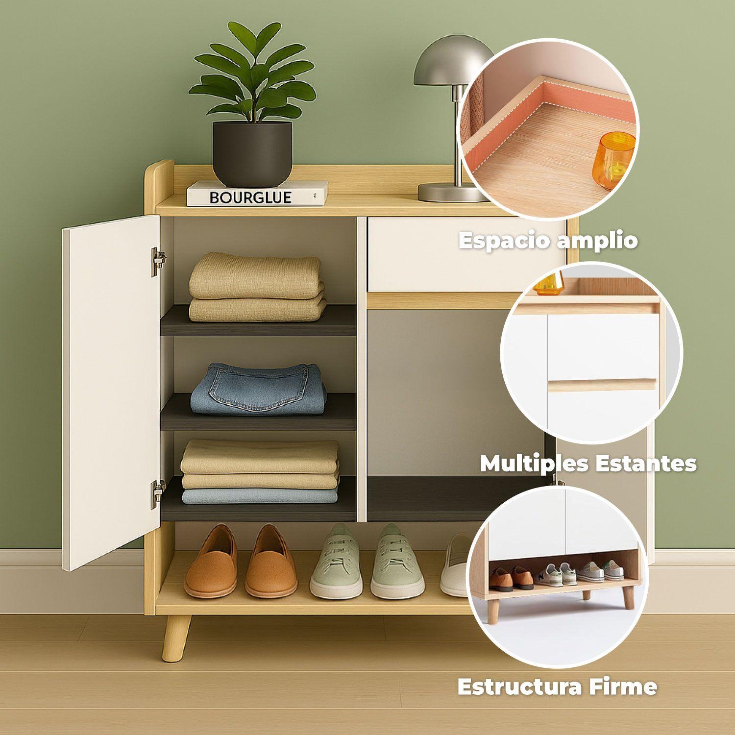 Zapatero Bicolor Elegance 2 Puertas Organizador Estante 61 cm-3