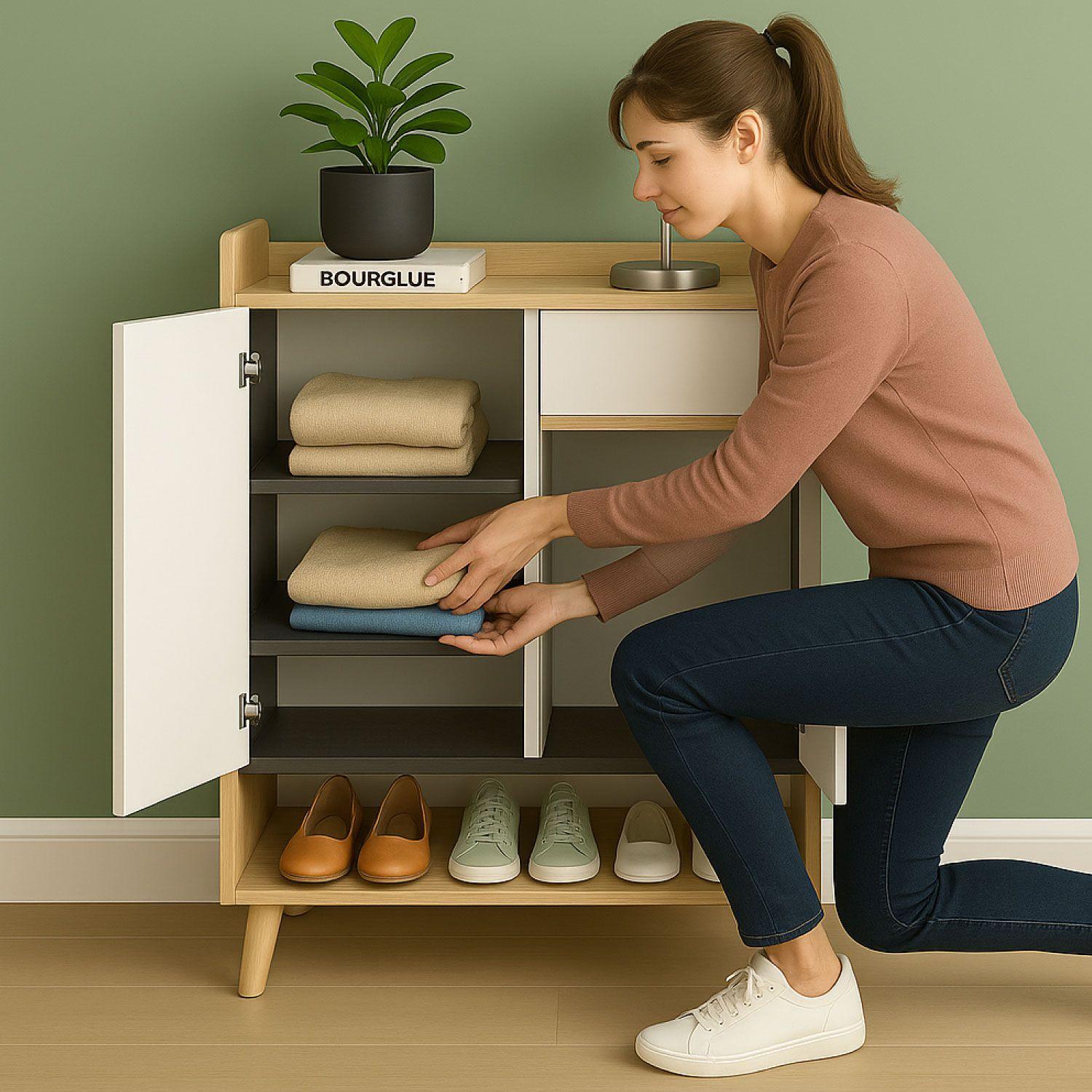 Zapatero Bicolor Elegance 2 Puertas Organizador Estante 61 cm-4