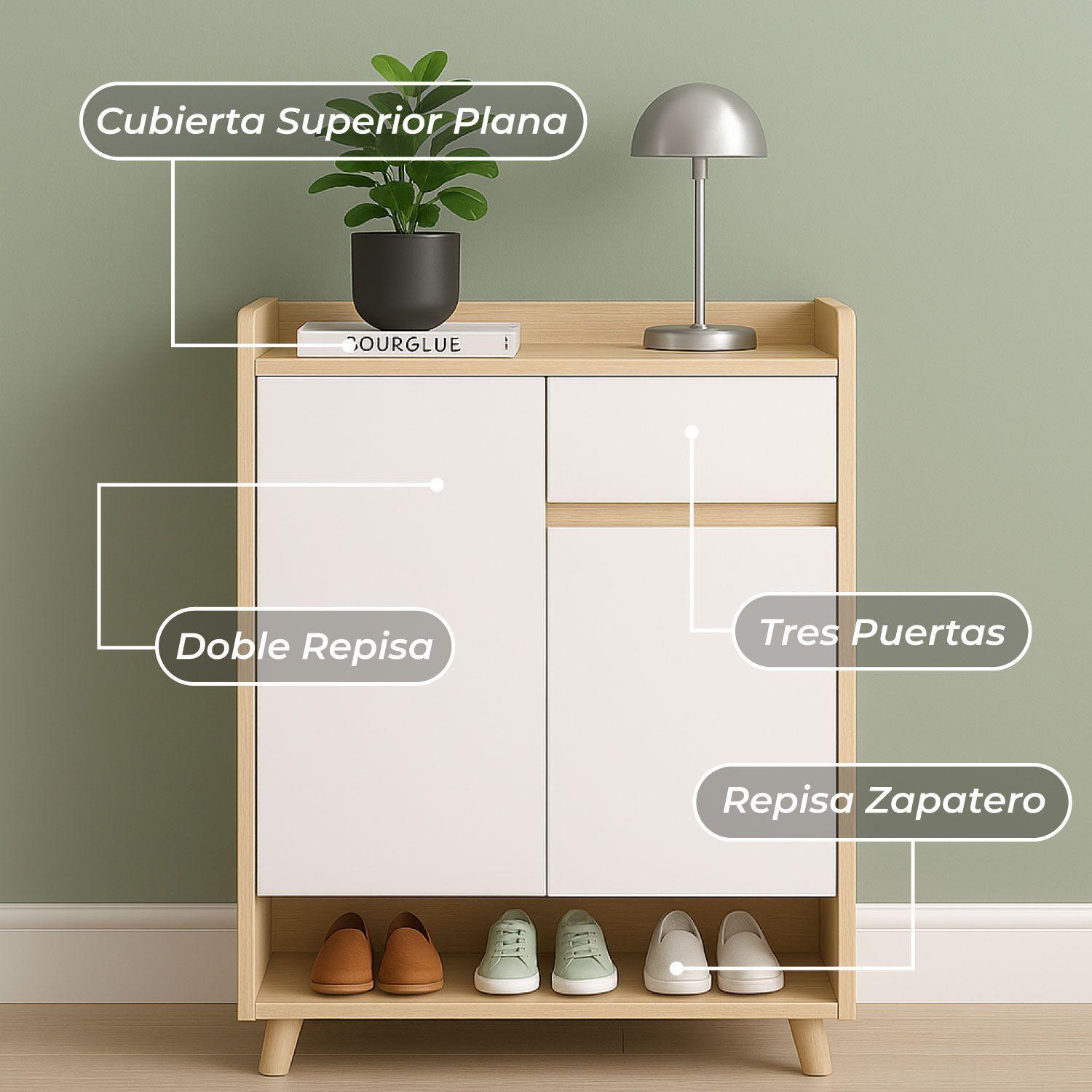 Zapatero Bicolor Elegance 2 Puertas Organizador Estante 61 cm-5
