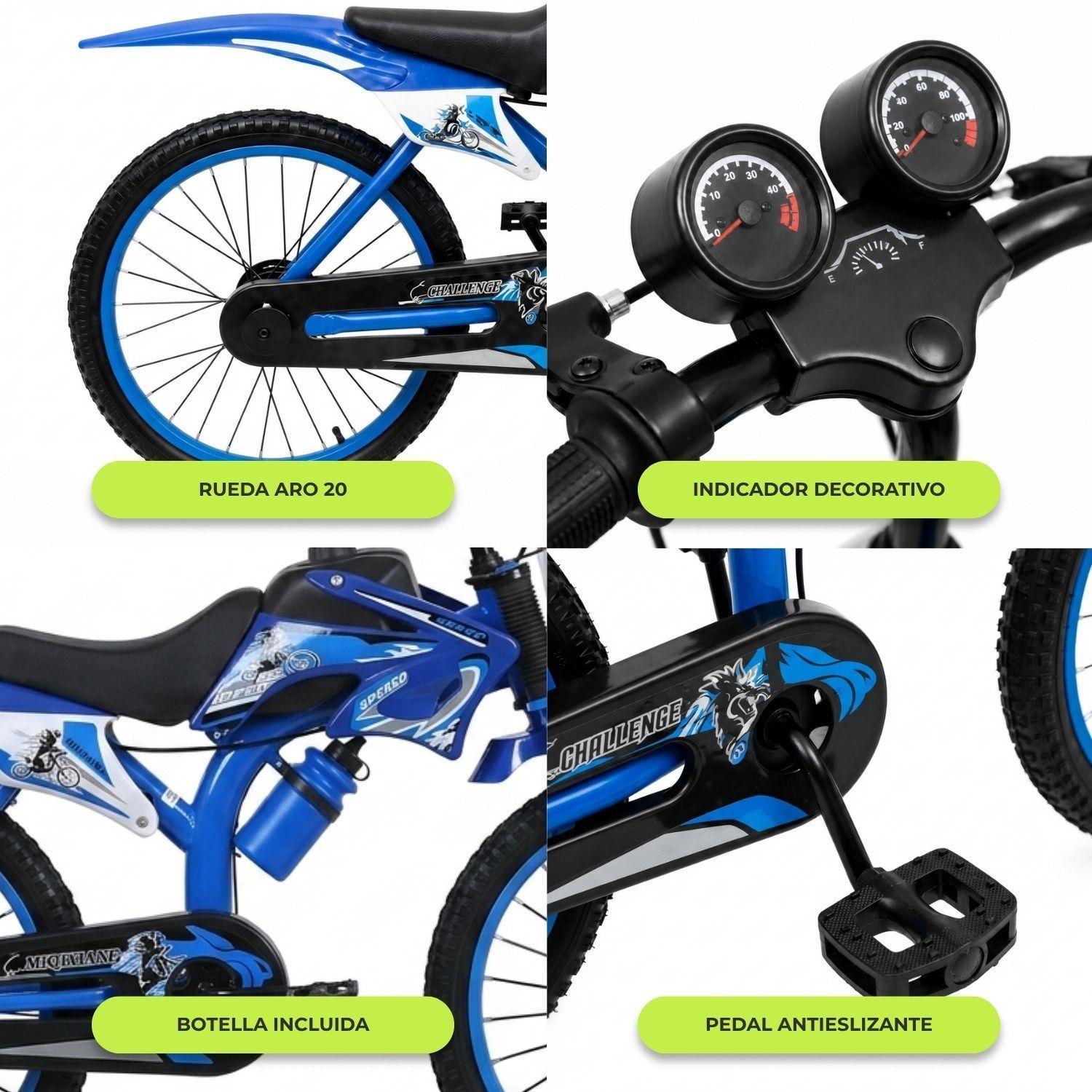 Bicicleta Infantil Niño Deportiva MTB Todo Terreno Azul Aro 20-5