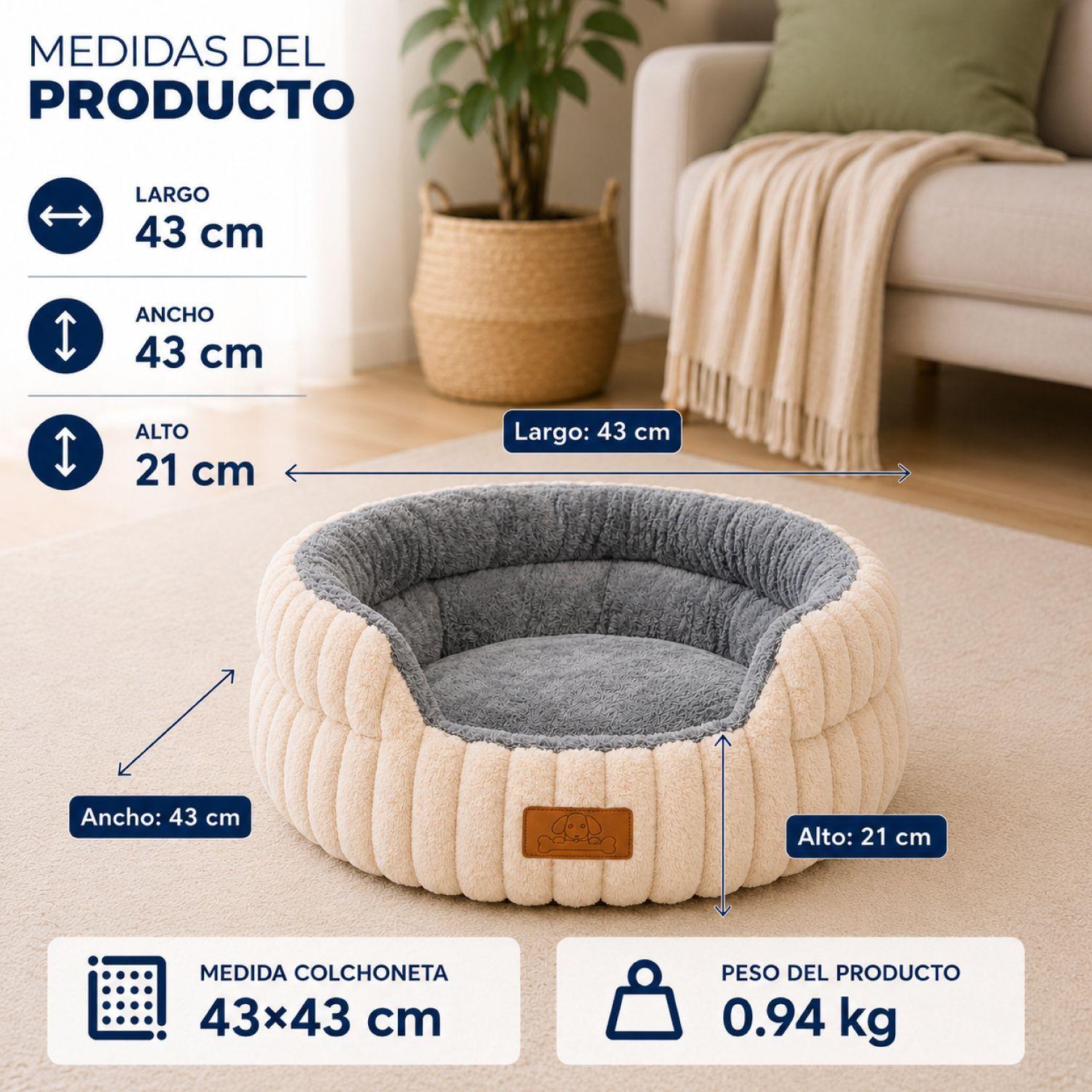 Cama Antiestres Ergonomica Antideslizante Mascotas 43cm-2