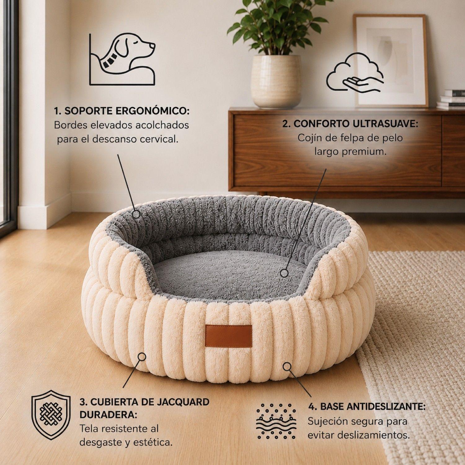 Cama Antiestres Ergonomica Antideslizante Mascotas 43cm-3