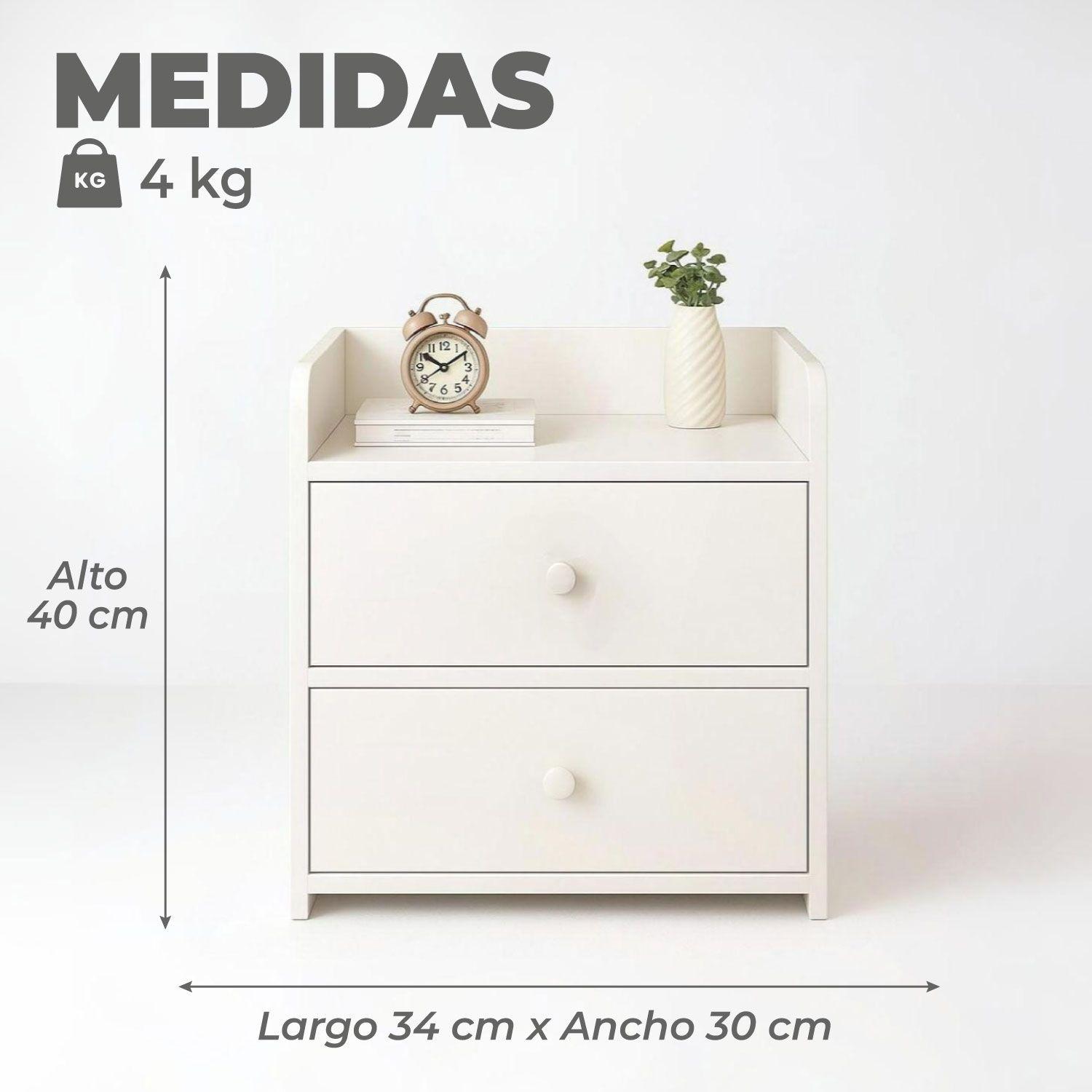 Velador Moderno 2 Cajones 40x32x26 Cm-2