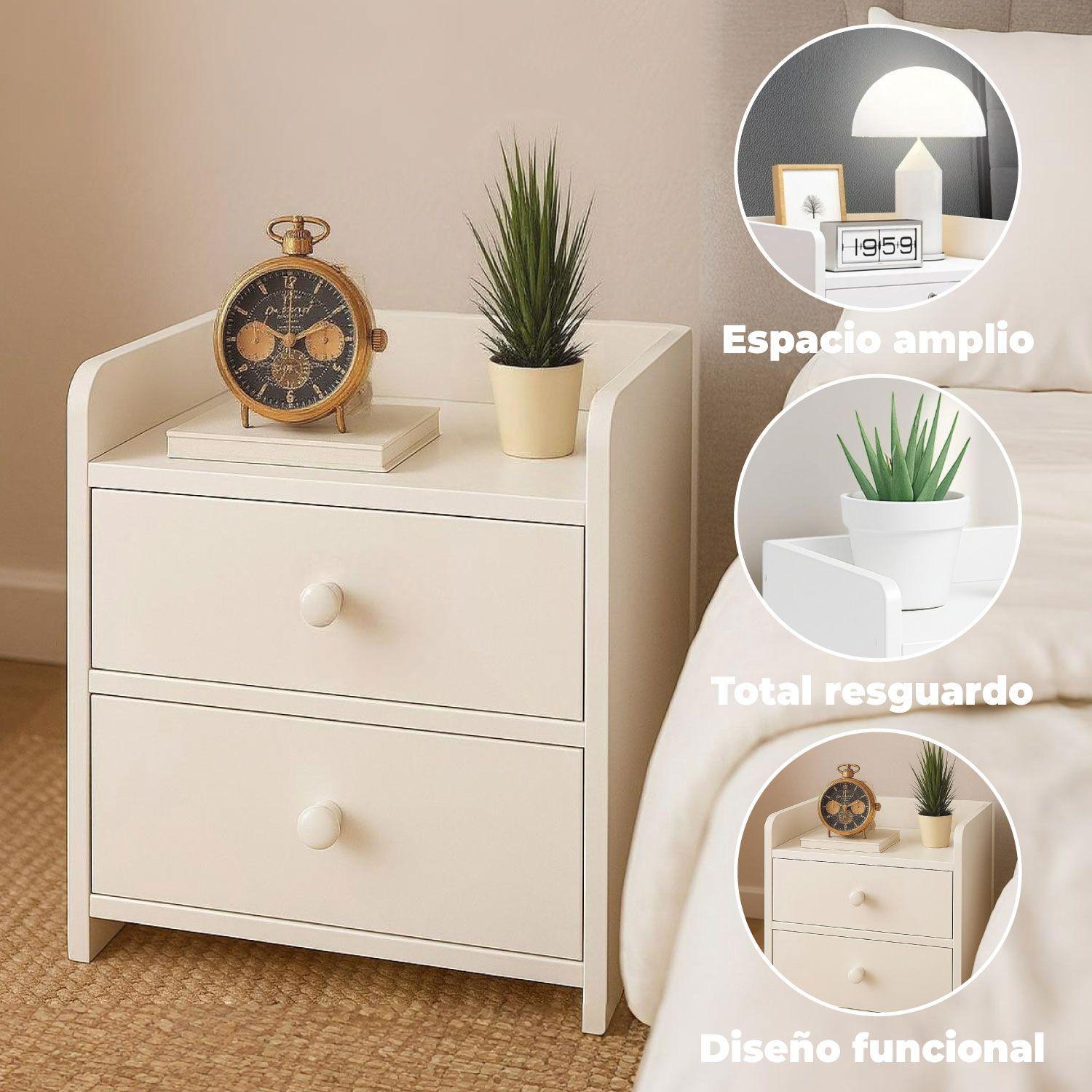 Velador Moderno 2 Cajones 40x32x26 Cm-3