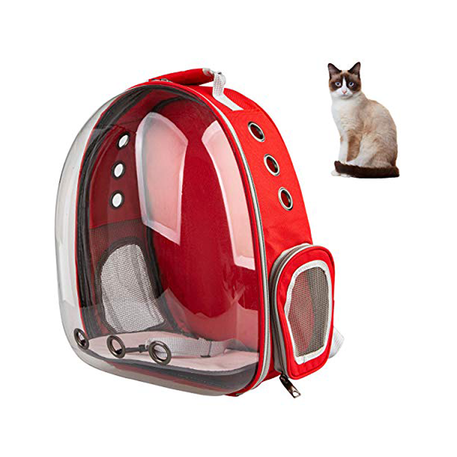 Mochila transportadora de Gatos Roja -2