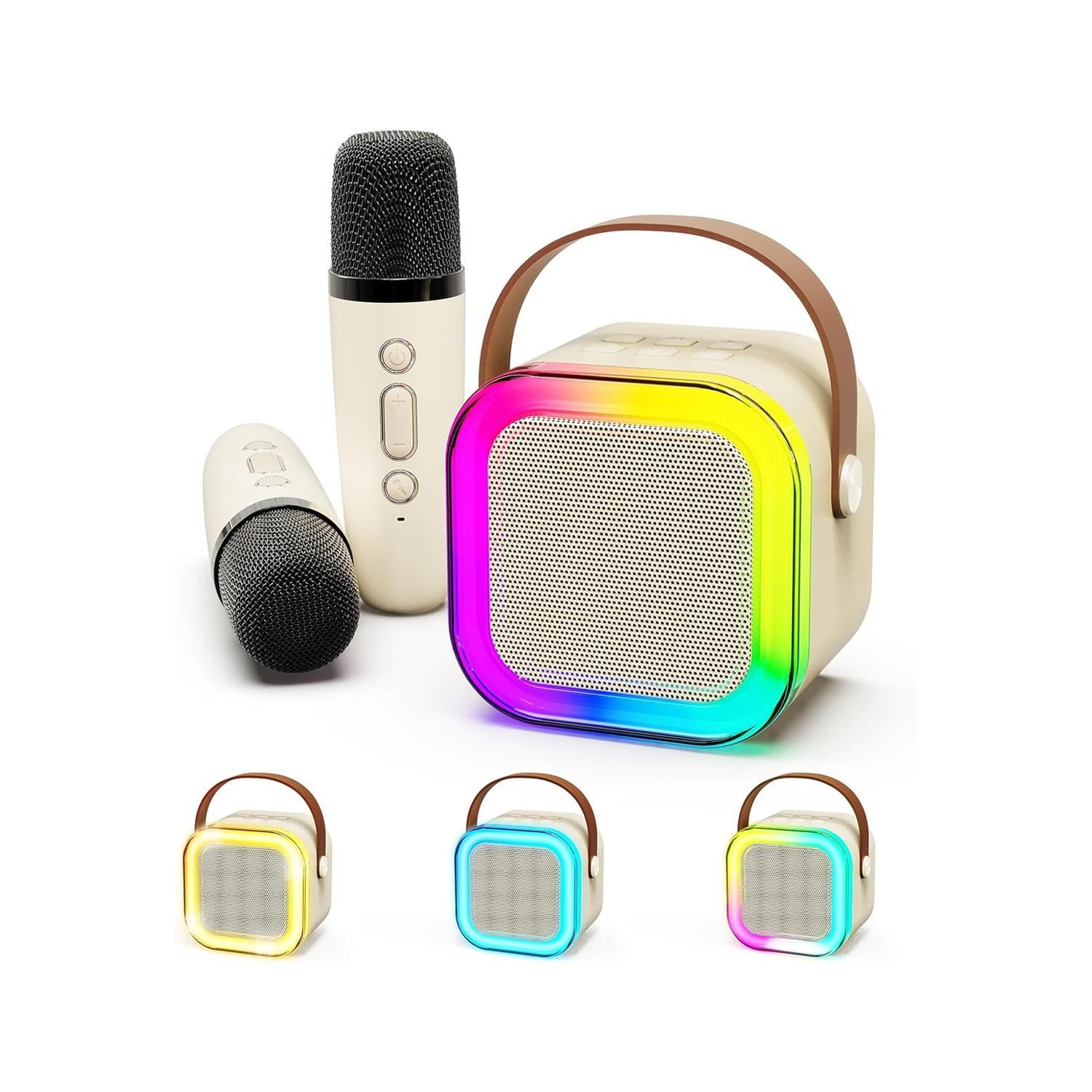 Parlante Karaoke Con Micrófono Portátil Luces LED-3