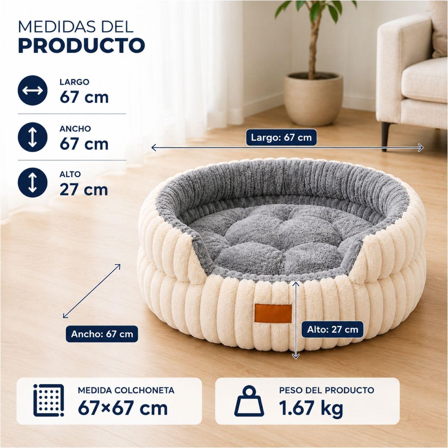Cama Antiestres Ergonomica Antideslizante Mascotas 67 cm-2