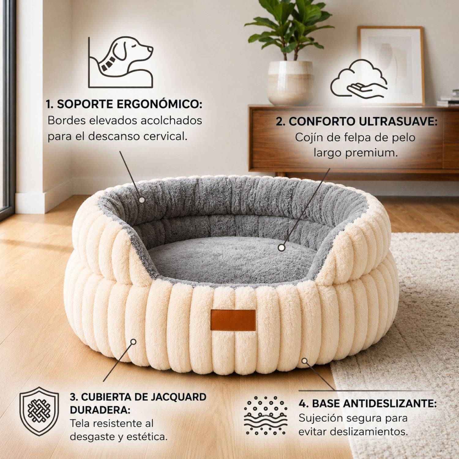 Cama Antiestres Ergonomica Antideslizante Mascotas 67 cm-3