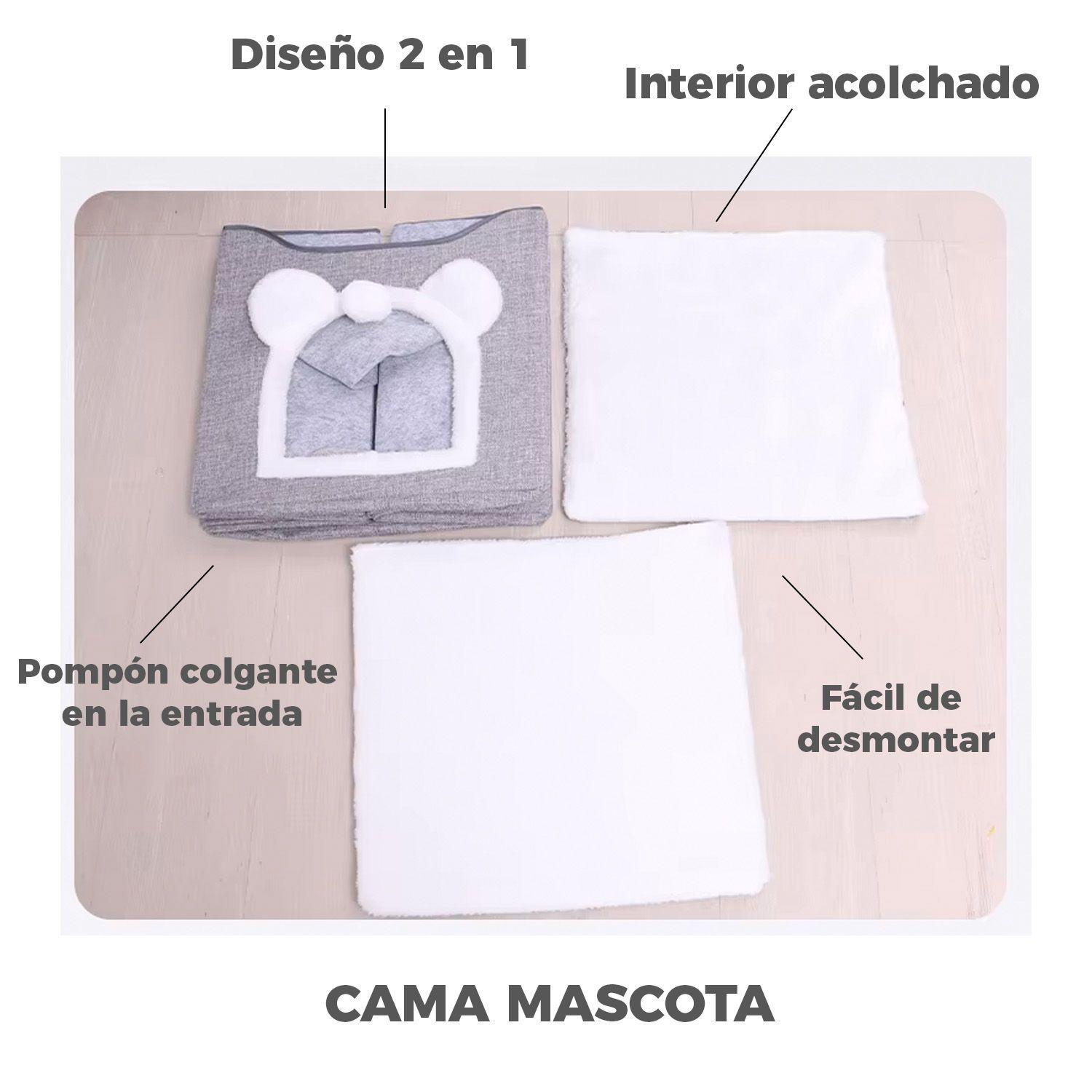 Cama Mascota Soft Confort Plegable Orejitas Con Techo 39cm-4
