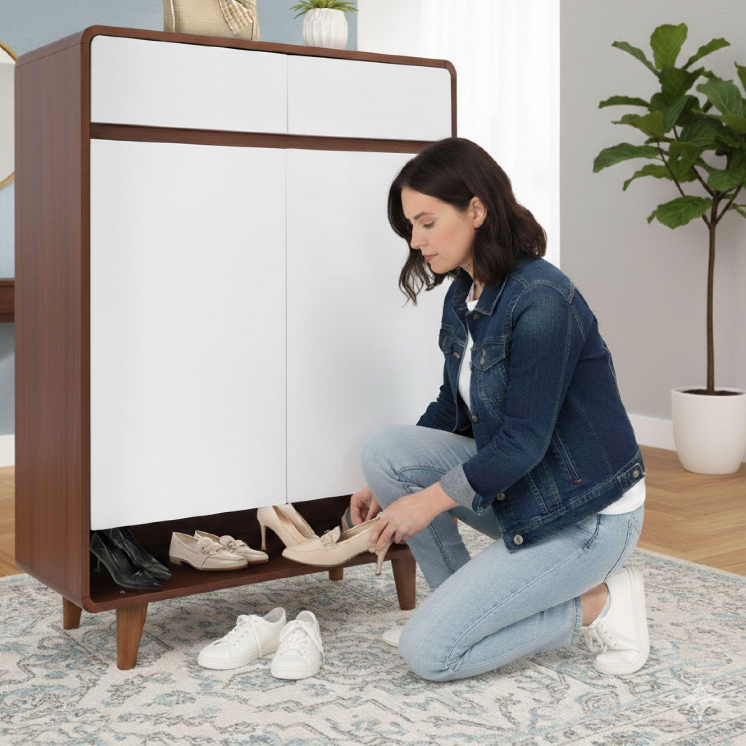 Zapatero Elegance Puertas y Cajones Organizador Estante 60Cm-4