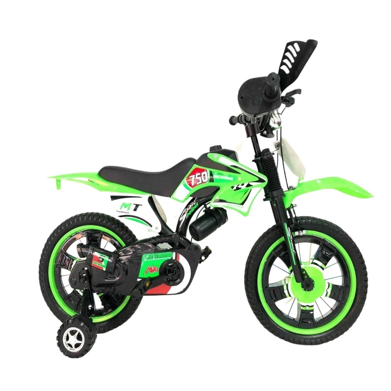 Bicimoto Bicicleta Infantil Con Sonidos Aro 12 Verde-3