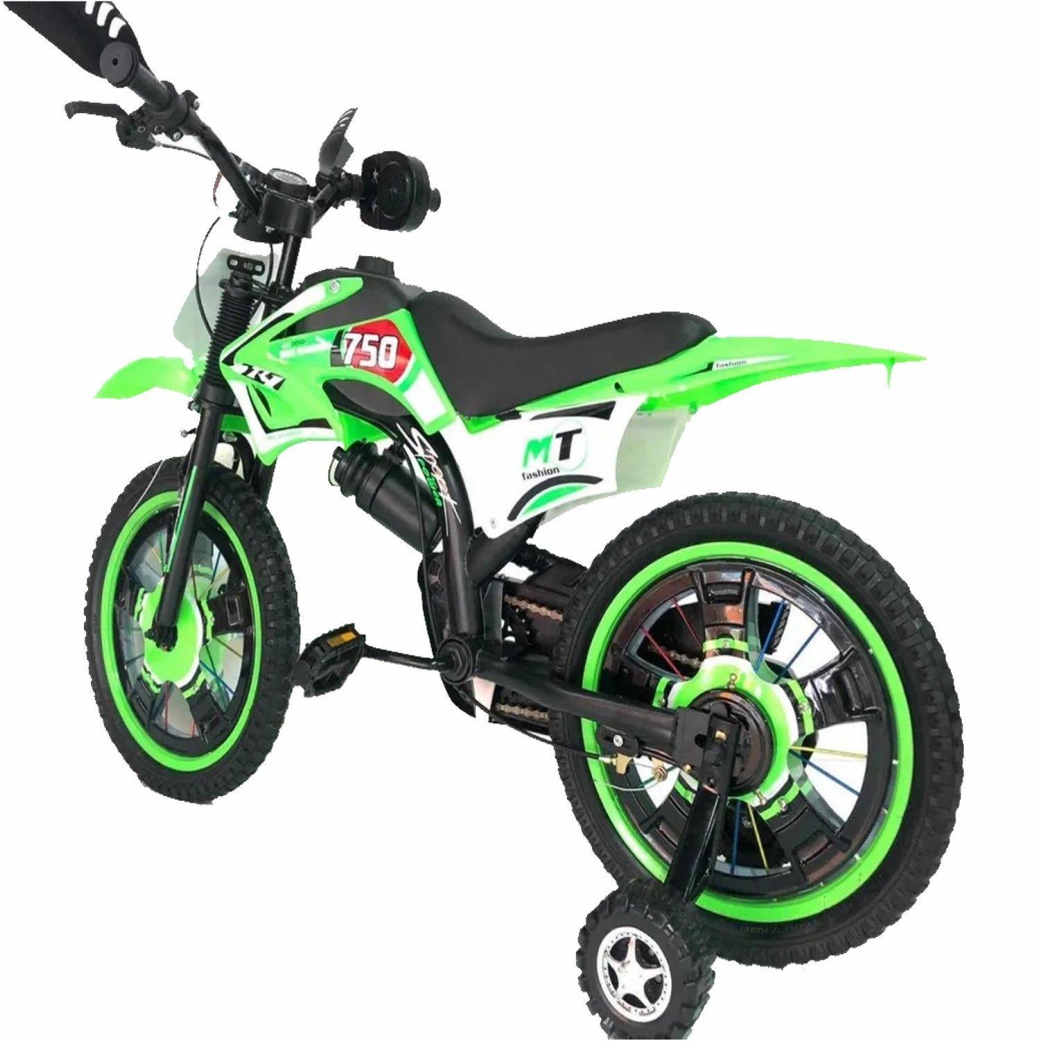 Bicimoto Bicicleta Infantil Con Sonidos Aro 12 Verde-2