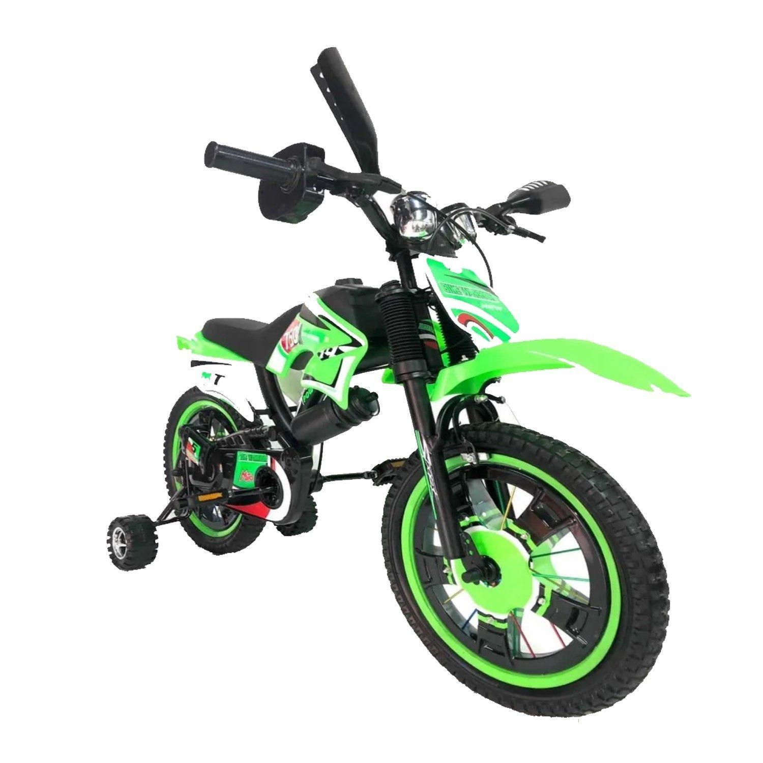 Bicimoto Bicicleta Infantil Con Sonidos Aro 12 Verde-0