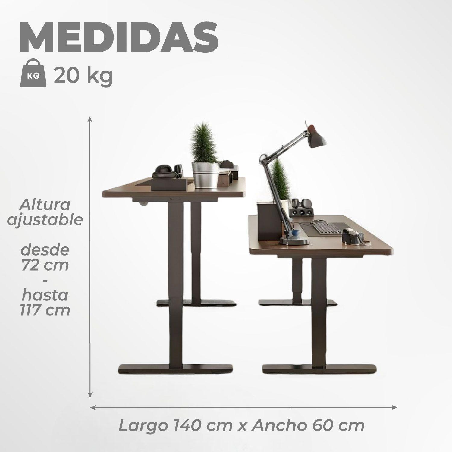 Escritorio Mesa Altura Ajustable Eléctrico de 72-117/140 cm-2
