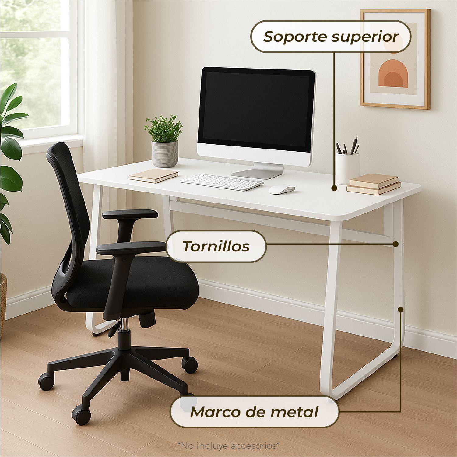 Escritorio Oficina Snow Nordico Antideslizante 120X75X60 Cm-5