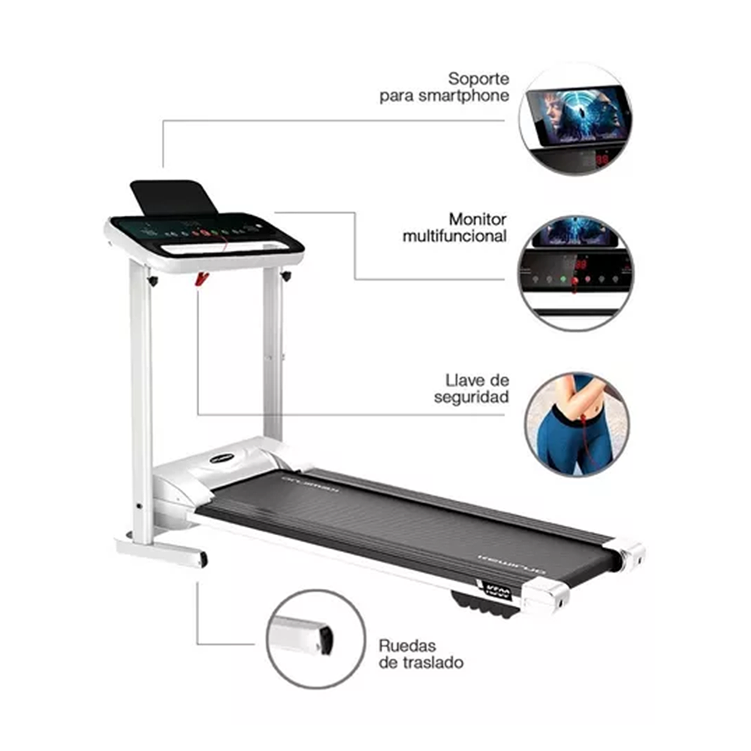 Trotadora Electrica K500 Plegable Super Compacta Blanca-2