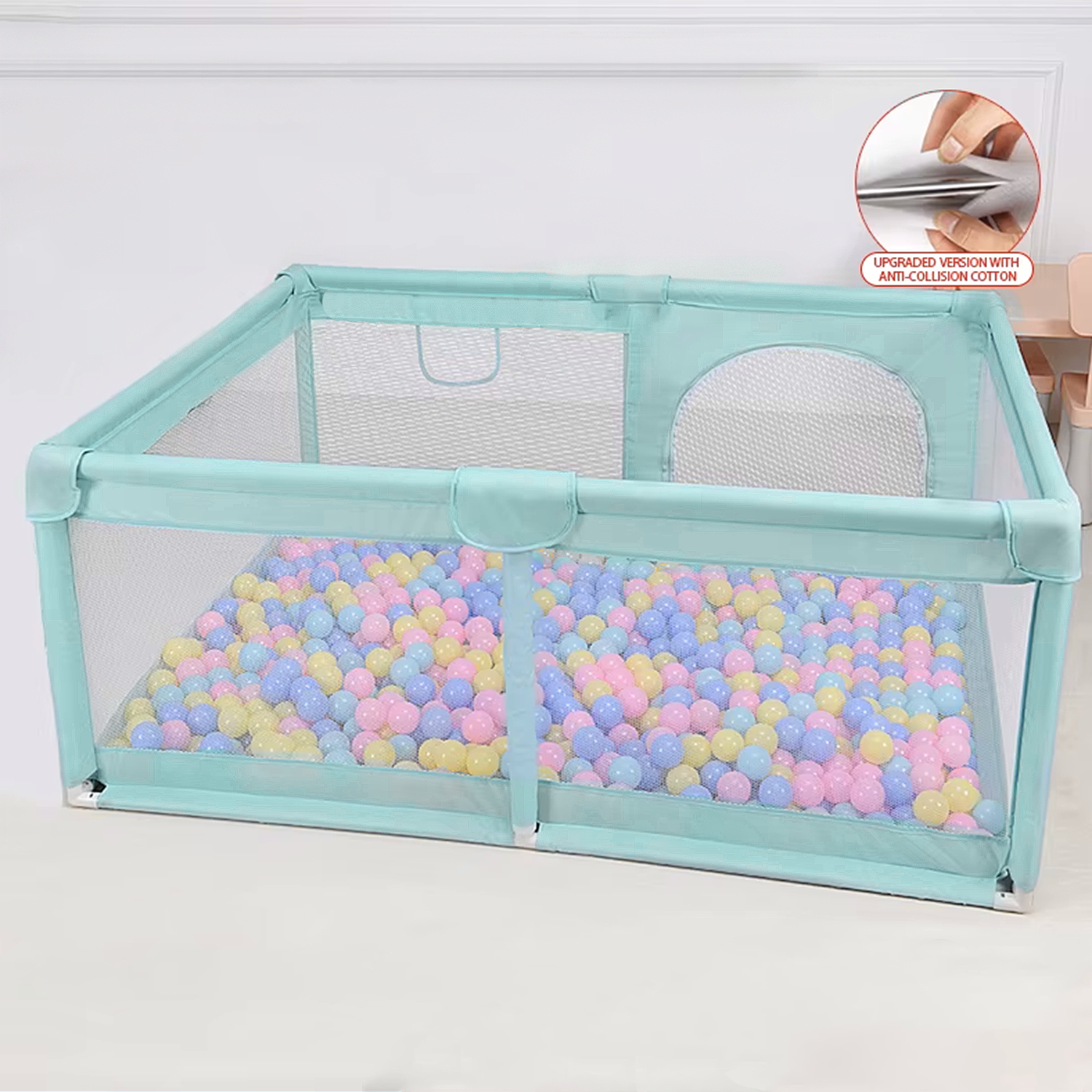 Corral de Seguridad Bebe 120cm Cuadrado Celeste-2