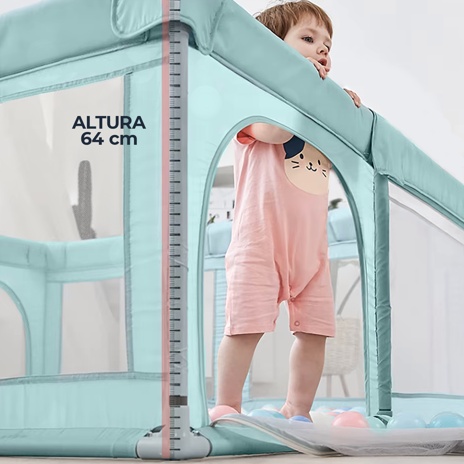 Corral de Seguridad Bebe 120cm Cuadrado Celeste-3