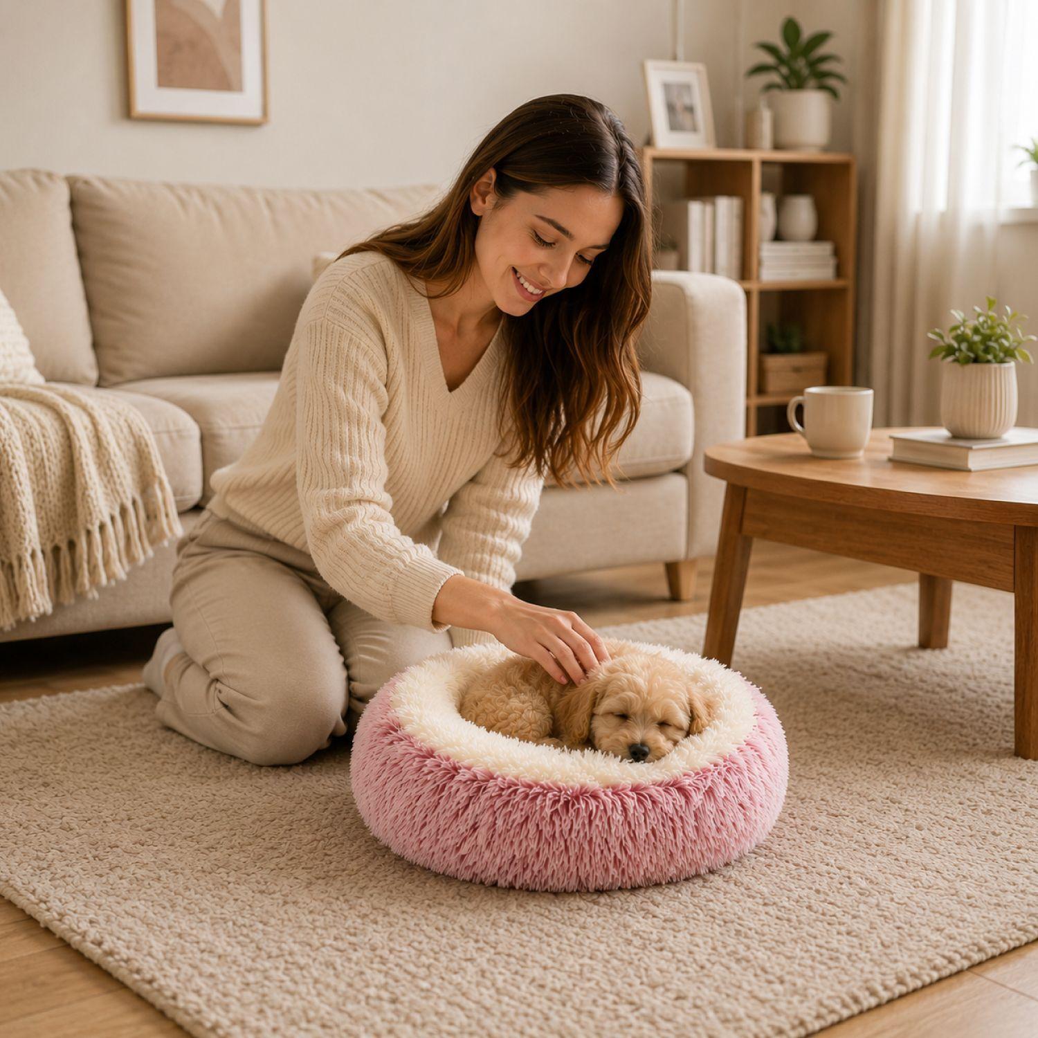 Cama Nido Antiestrés  Redonda Para Perro y Gato 33cm-1