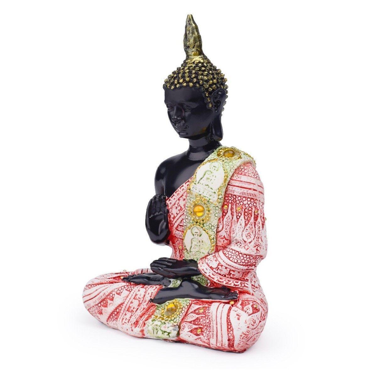 Figura Buda En Meditación Estatua Decorativa Rosada-3