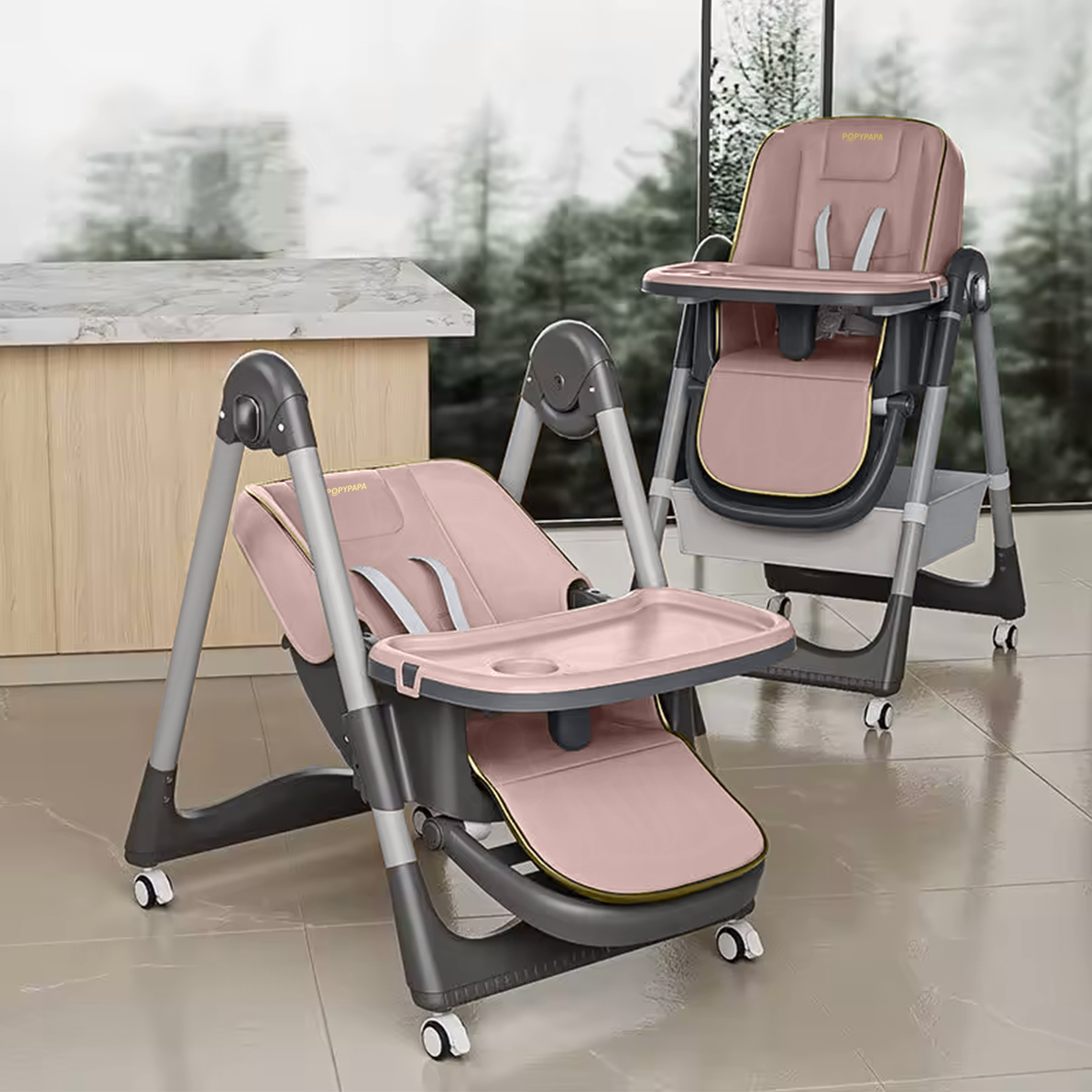 Silla De Comer Respaldo Y Altura Ajustable Plegable S-330-6