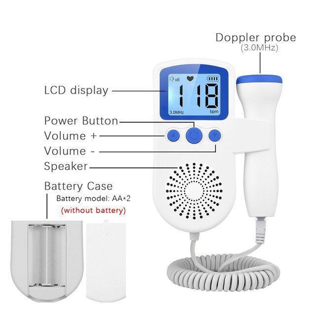 Monitor Fetal Doppler Ultrasonido Latidos Azul-3