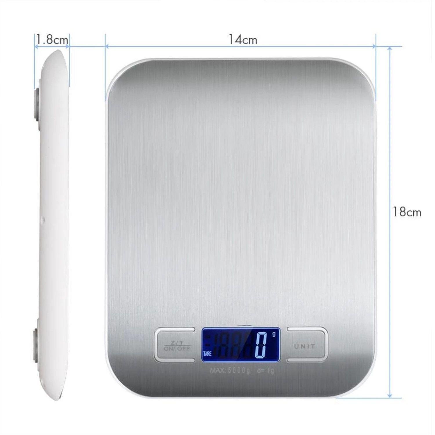 Pesa Balanza De Cocina Digital Acero Inoxidable 5 Kg Gris-3