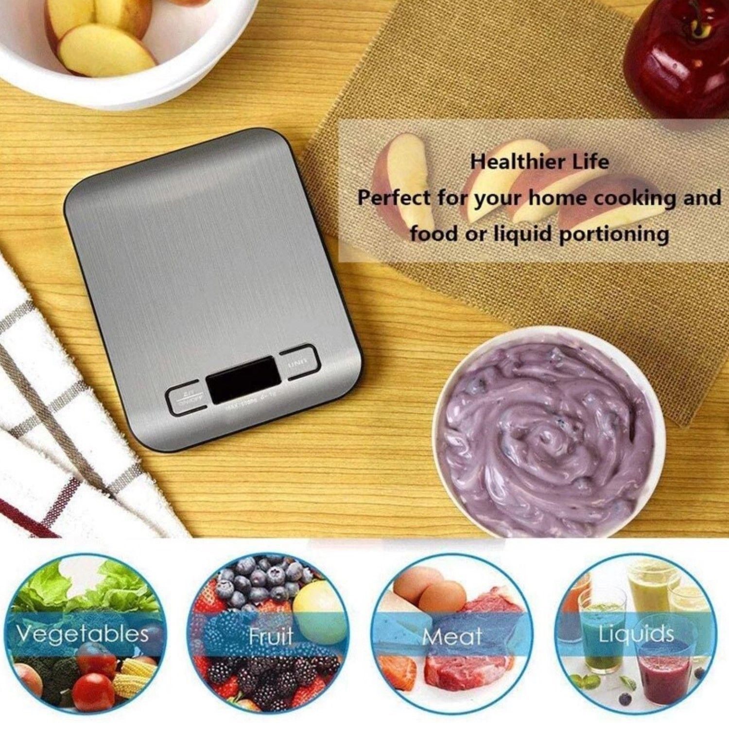 Pesa Balanza De Cocina Digital Acero Inoxidable 5 Kg Gris-7