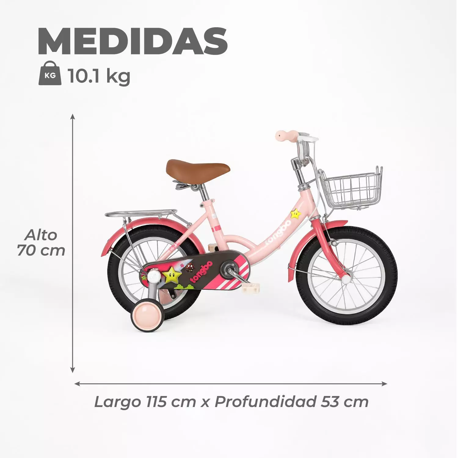 Bicicleta Niña Infantil De Paseo Little Star Rueditas Aro 16-2
