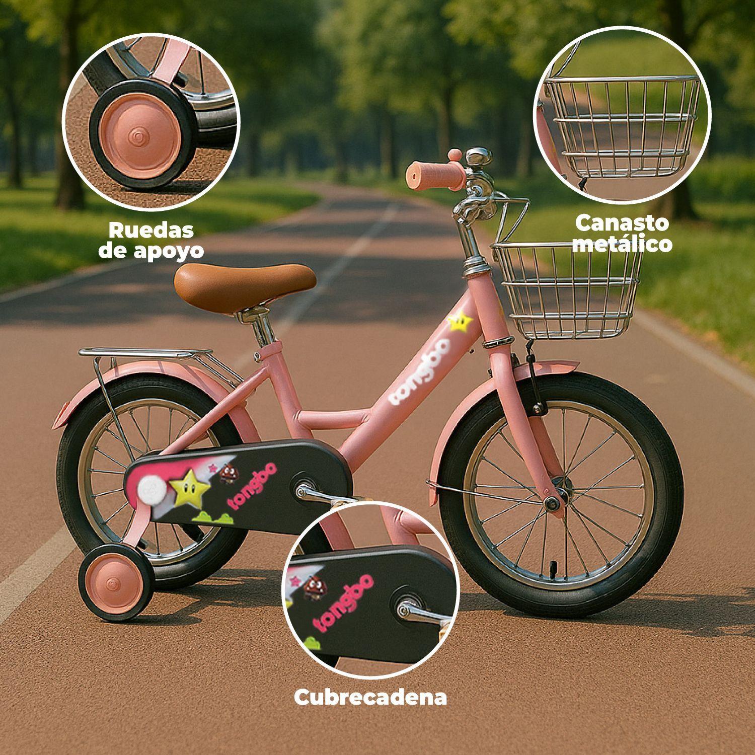 Bicicleta Niña Infantil De Paseo Little Star Rueditas Aro 16-3