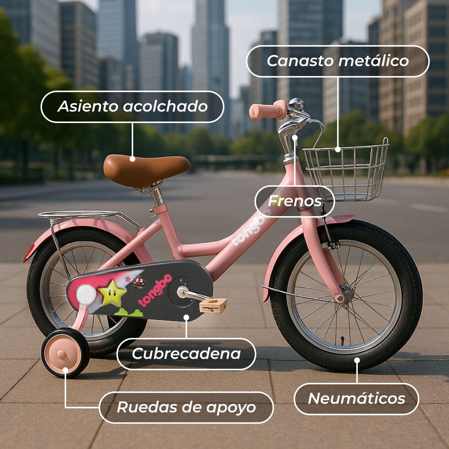 Bicicleta Niña Infantil De Paseo Little Star Rueditas Aro 16-5