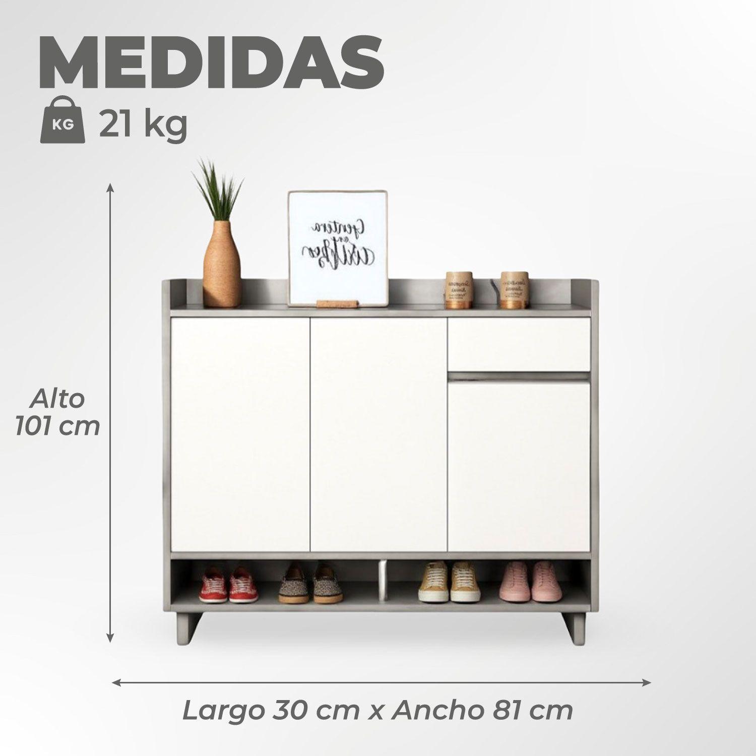 Zapatero Silver 3 Puertas con Cajon Organizador Estante 81Cm-2