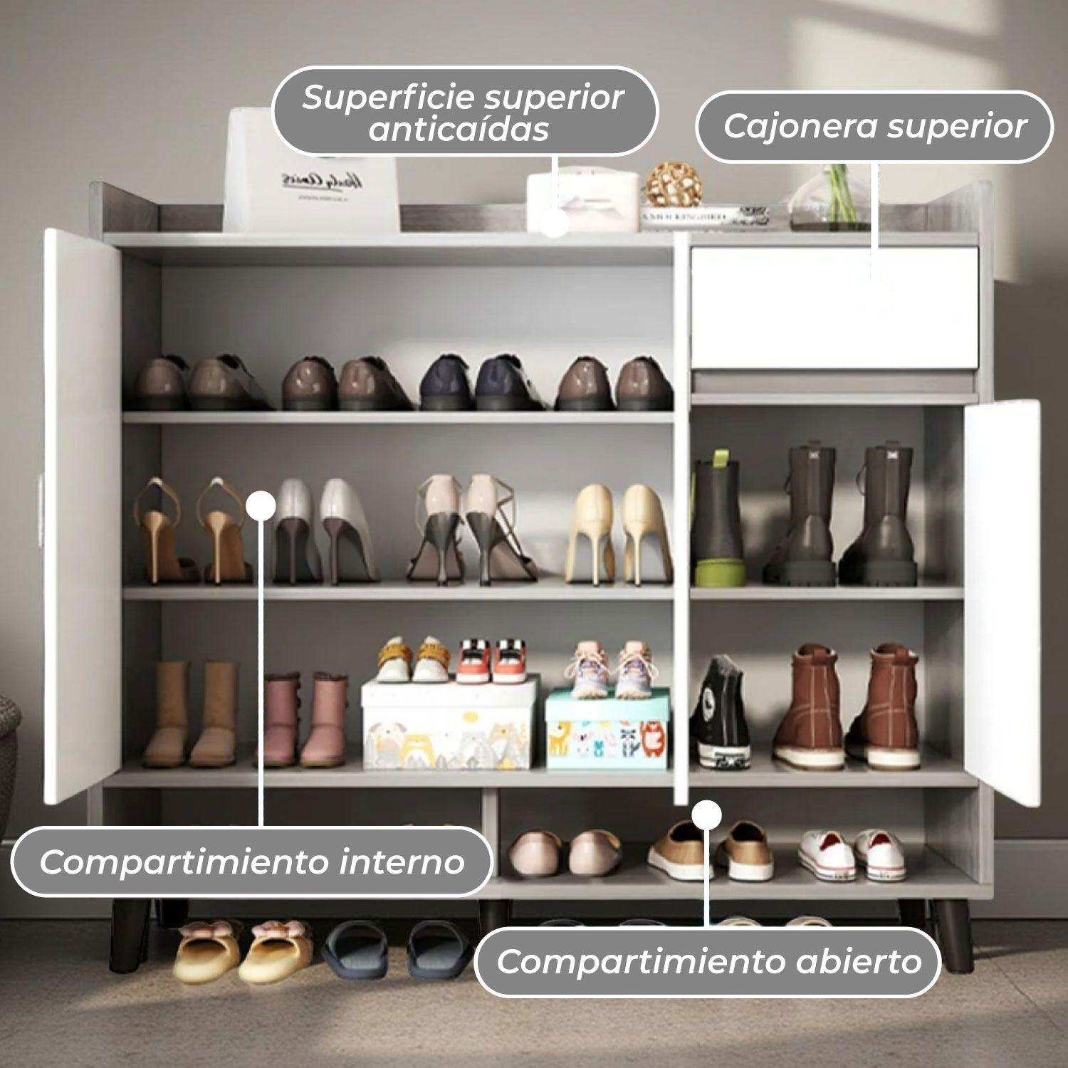 Zapatero Silver 3 Puertas con Cajon Organizador Estante 81Cm-5