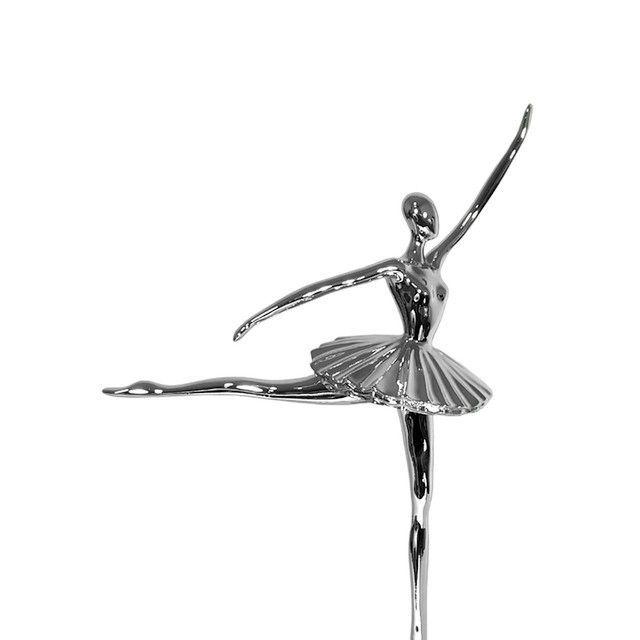 Adorno Deco Escultura Artística Bailarina Ballet Plateada-2