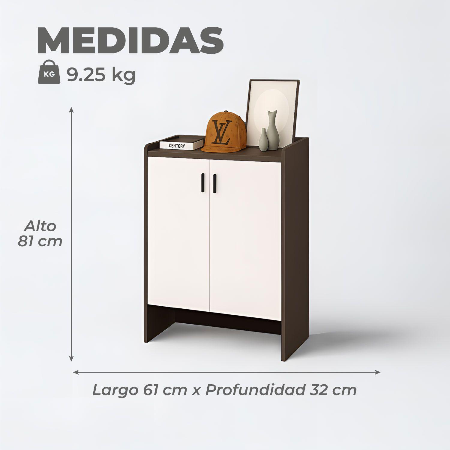 Zapatero Grey 2 Puertas Organizador 3 Estante 81x61x32 Cm-2