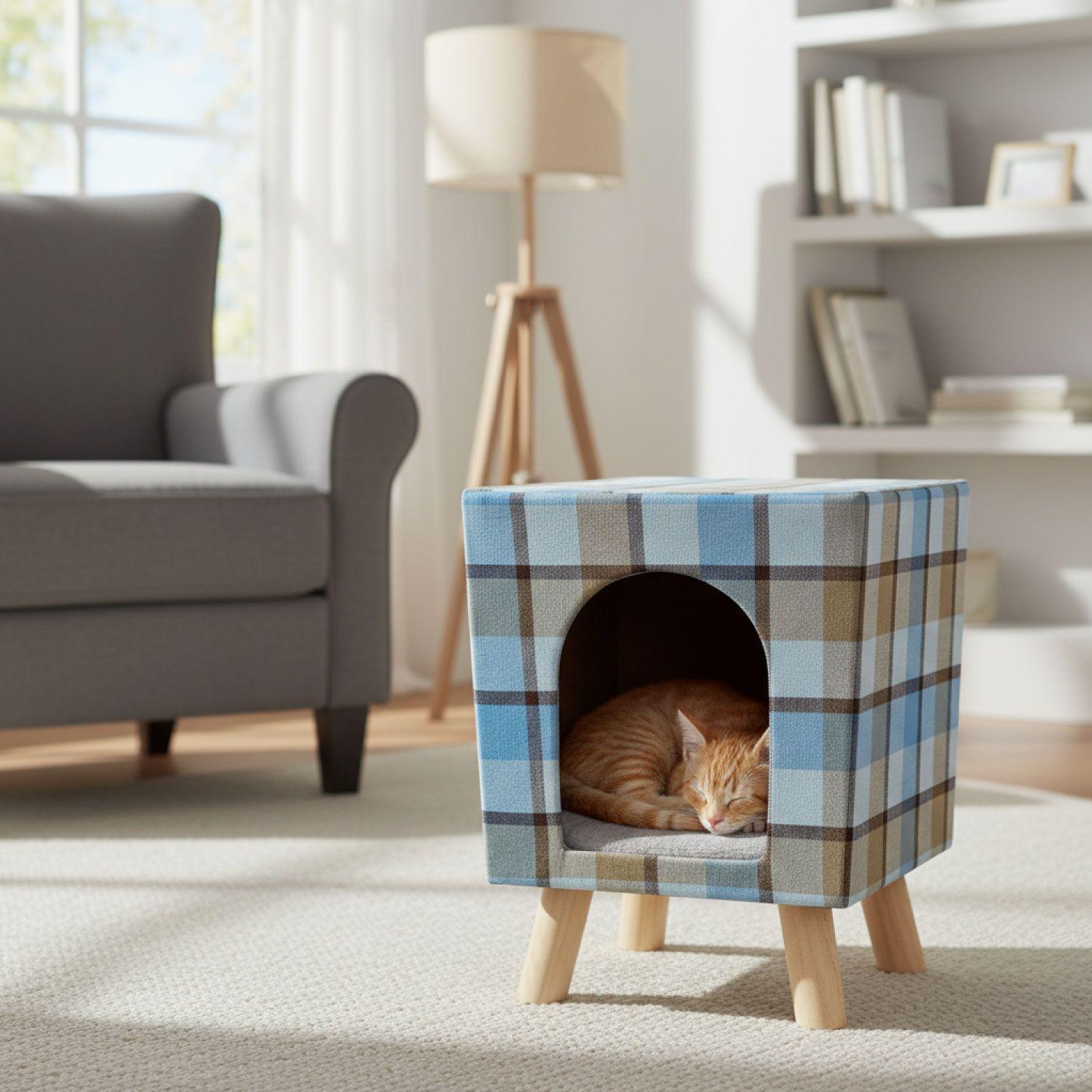 Casa Refugio Comoda Acolchada para Gatos-3