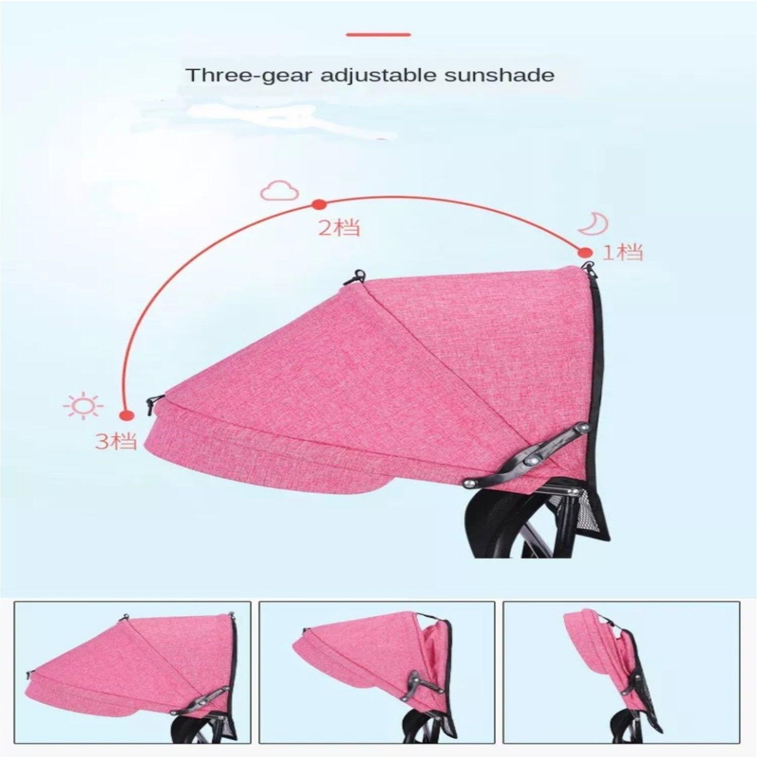 Coche Triciclo Infantil 4 En 1 Rosado-4