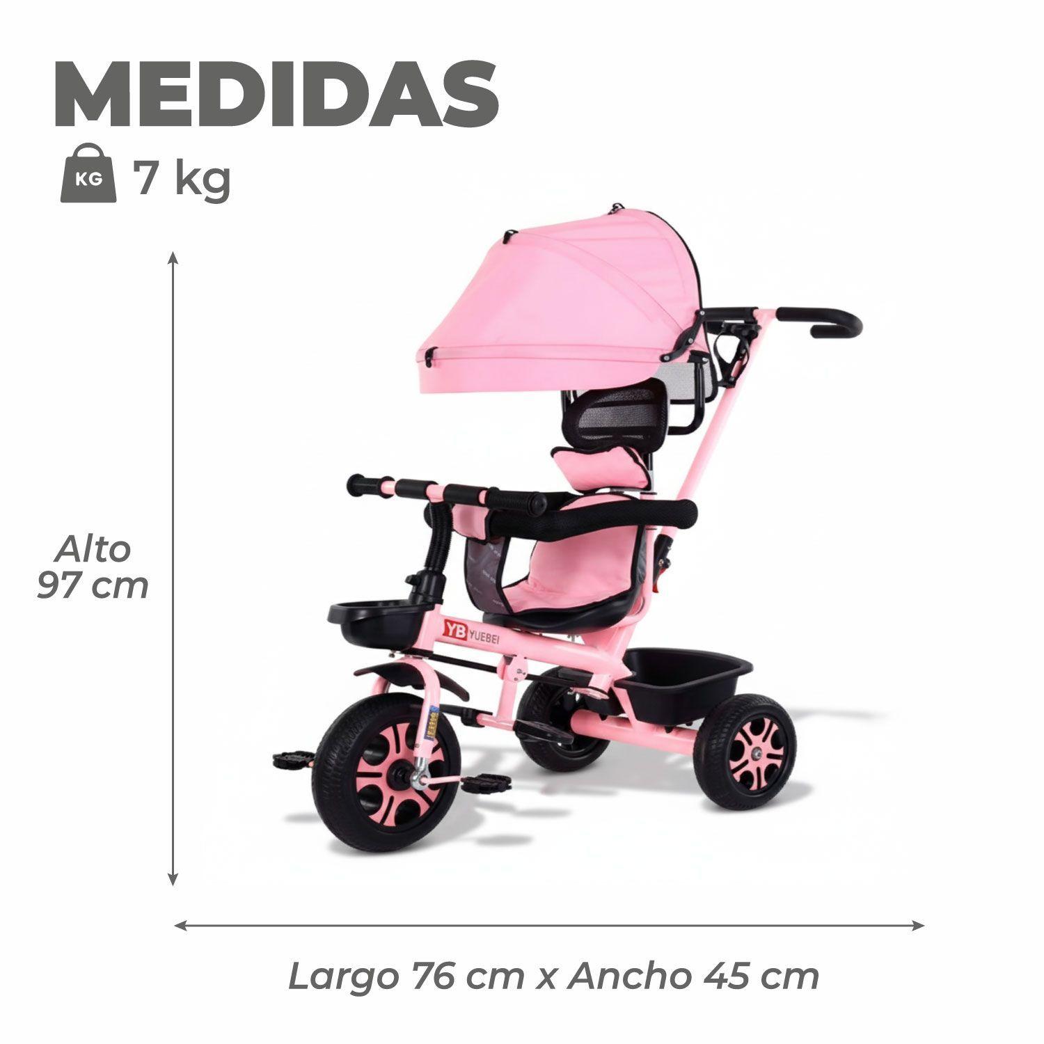 Coche Triciclo Infantil 4 En 1 Rosado-2